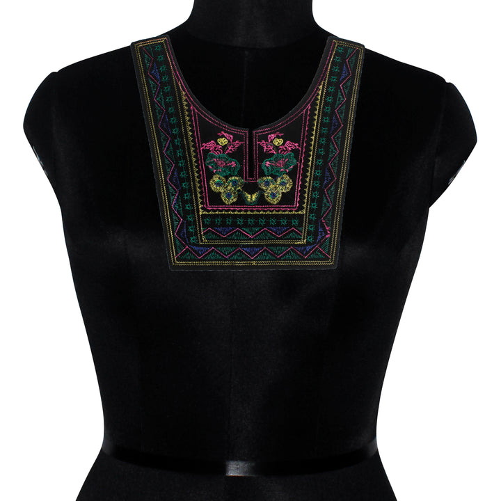 U Shape Multicolor Embroidery Neckline