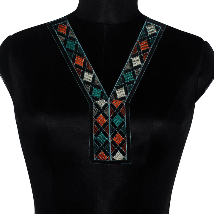 Y Shape Embroidery Multicolor Yoke