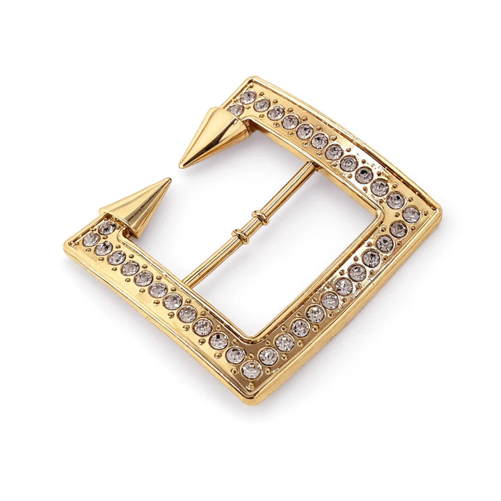 Spike Stud Rhinestone Pavé Square Belt Buckle