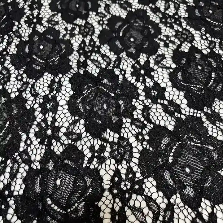 Midnight Black Rose Corded Fabric | 60 inches