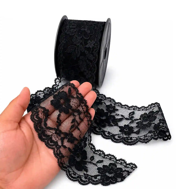 Black Floral Pattern Lace | 5 Meters | SKU-B57