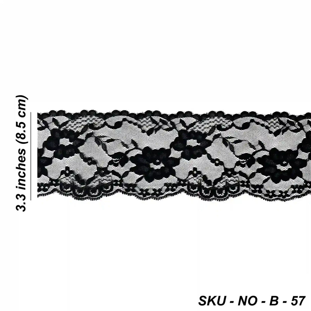 Black Floral Pattern Lace | 5 Meters | SKU-B57