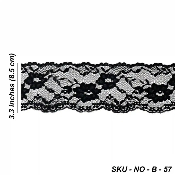 Black Floral Pattern Lace | 5 Meters | SKU-B57