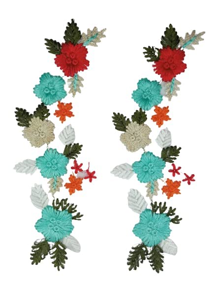 Detailed Floral Flower Embroidered Sew On Applique Patch