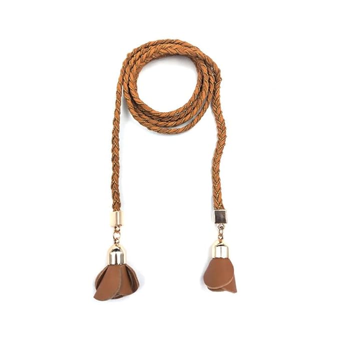Rose With Gold-Accentuated Design Braided Cord Belt