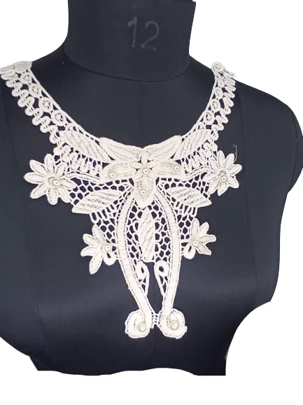 Intricate Leafy Floral Pearl Lace Yoke