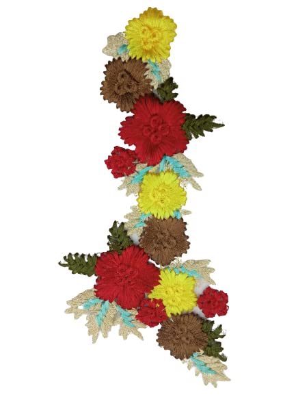 Multicolor Flower Detailed Embroidered Sew On Applique Patch