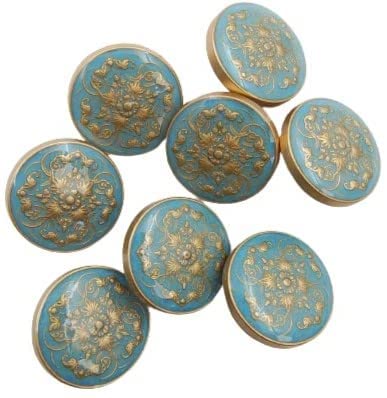 Sky Blue Floral Metal Buttons