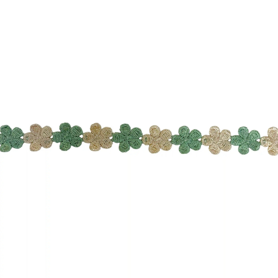 Green Beige Floral Lace