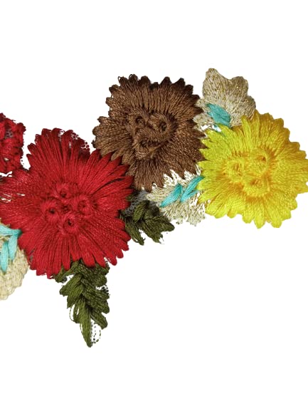 Multicolor Flower Detailed Embroidered Sew On Applique Patch