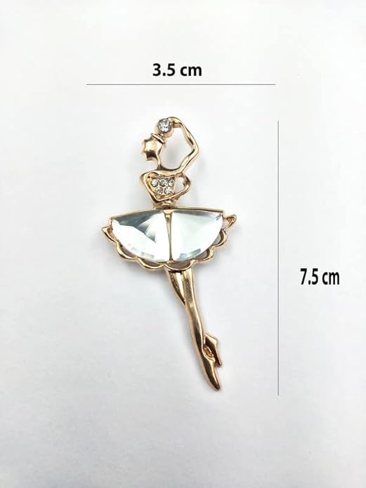 Elegant Dancing Lady Silver Diamond Brooch