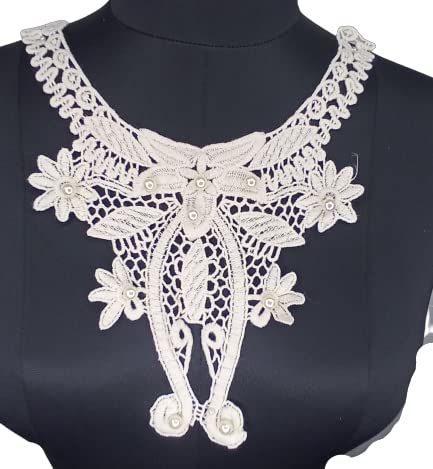 Intricate Leafy Floral Pearl Lace Yoke