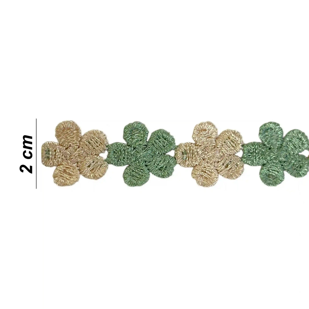 Green Beige Floral Lace
