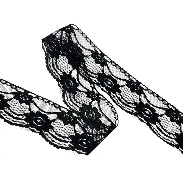 Black Floral Ribbon Lace | 5 Meters | SKU-B-110
