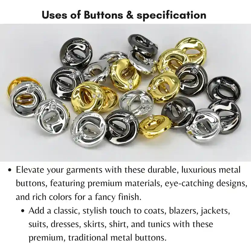 Slotted Metal Button | 15mm(24L), 18mm(32L) & 23mm(36L)