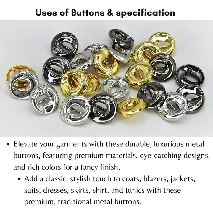 Slotted Metal Button | 15mm(24L), 18mm(32L) & 23mm(36L)