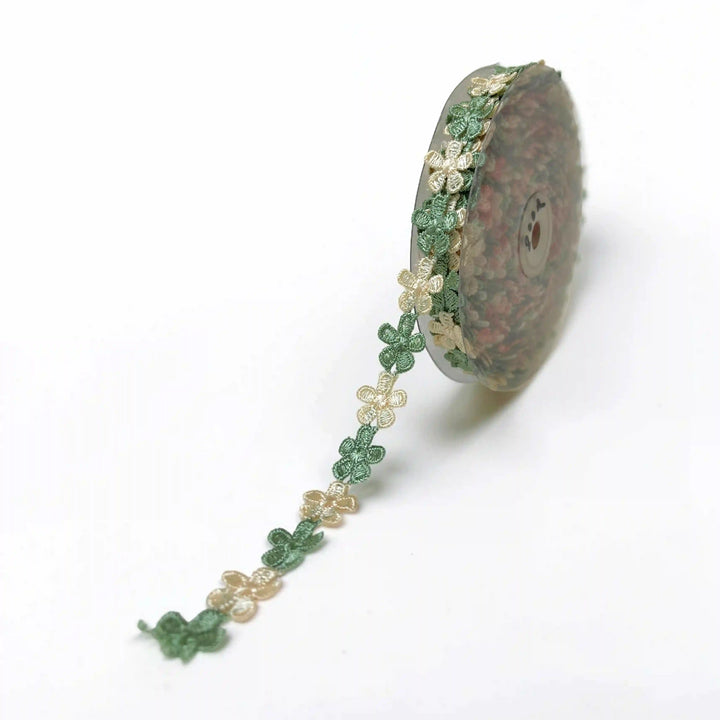 Green Beige Floral Lace
