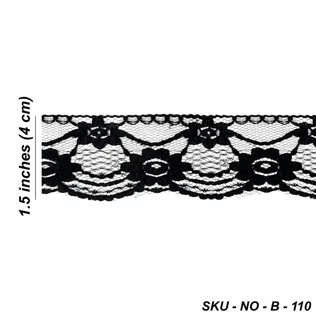 Black Floral Ribbon Lace | 5 Meters | SKU-B-110