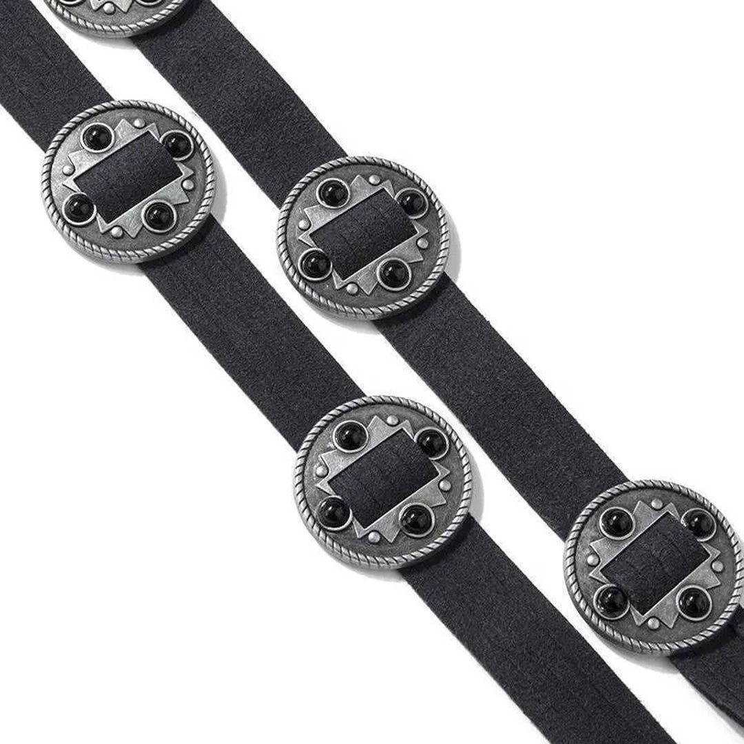 Leather bohemian ethnic style belt
