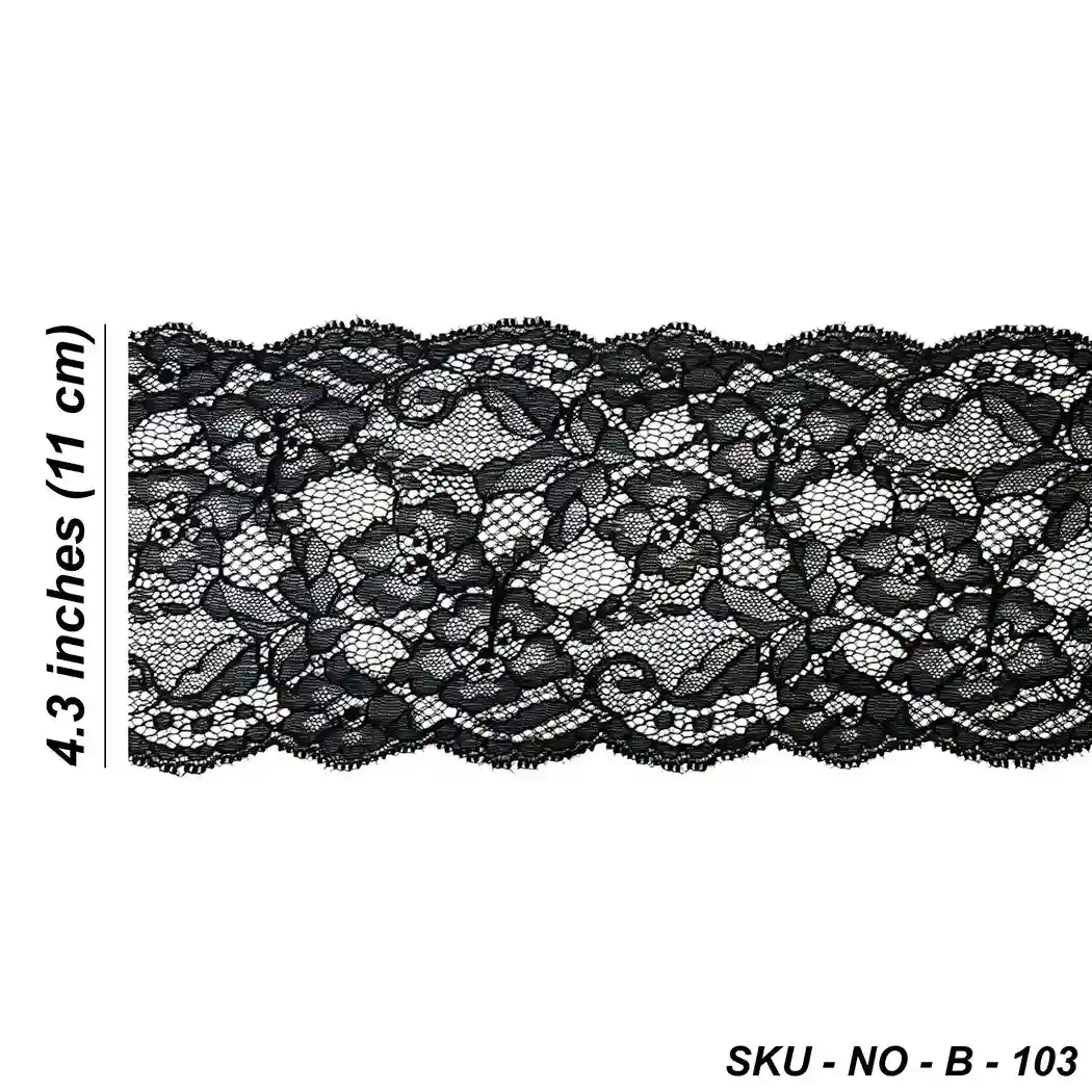 Black Ornate Floral Lace | 5 Meters | SKU-B103
