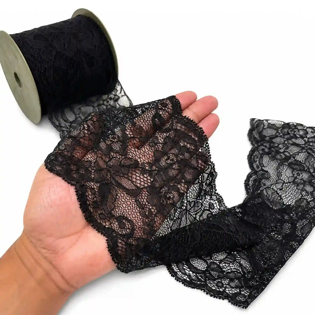 Black Ornate Floral Lace | 5 Meters | SKU-B103