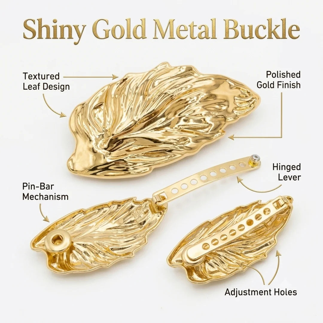Textured Gold Leaf Adjustable Metal Buckle