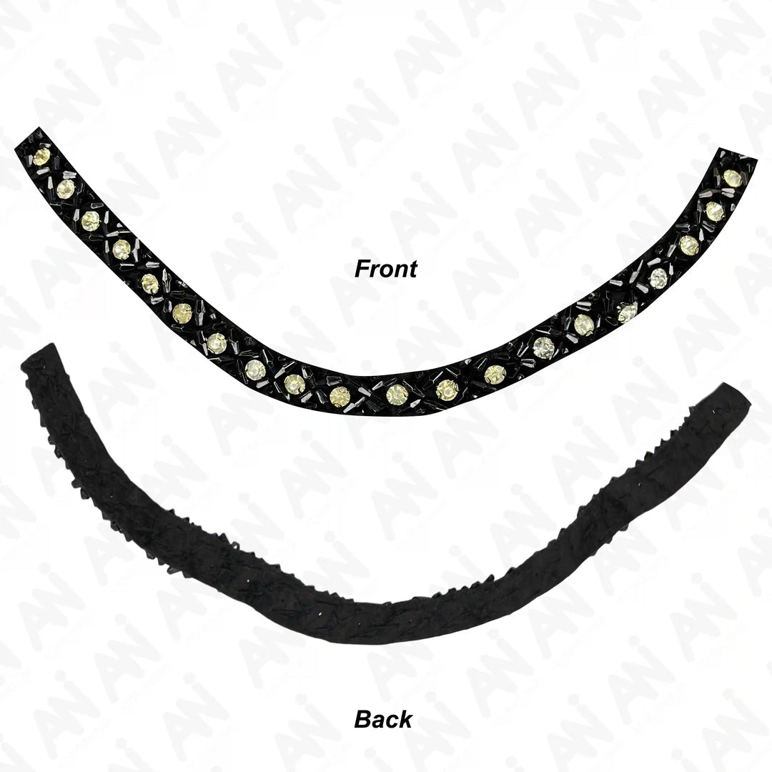 Black and Crystal Boat Neckline