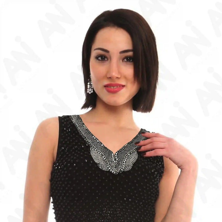 Beaded V-Neckline Applique