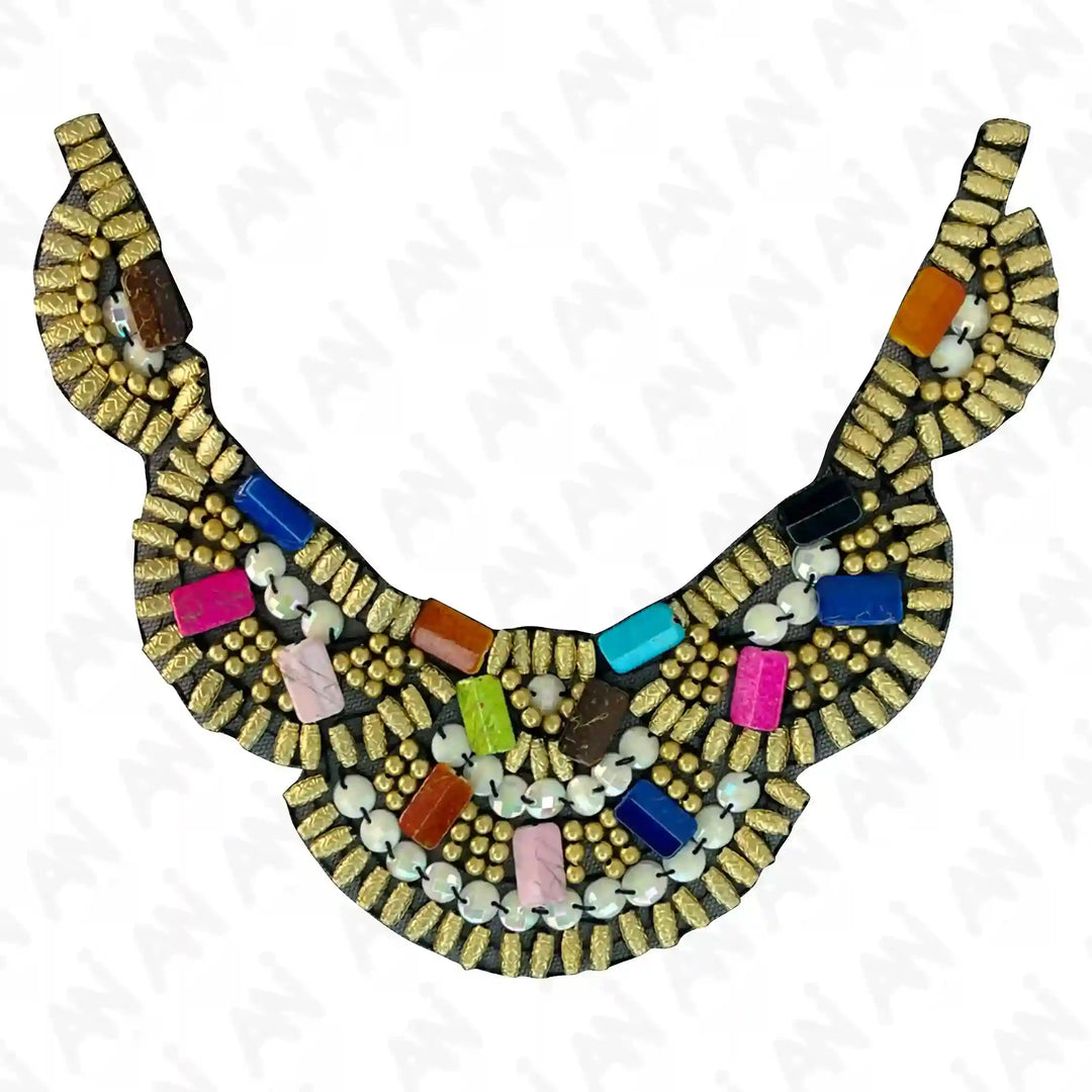 Colorful Beaded U Shaped Scoop Neckline