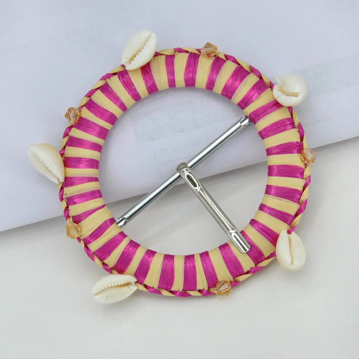 Traditional Raffia Wrapped Decorative Buckle | 5.4cm & 7cm