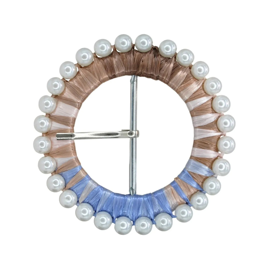 Multicolor Raffia Pearl Ring Buckle | 3.3 inches (8.5cm)