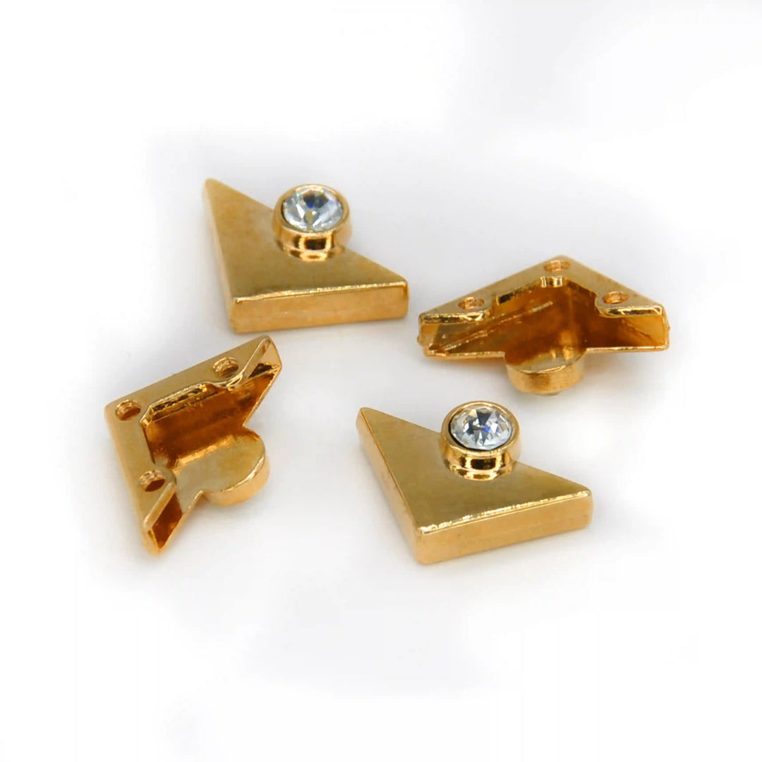 Gold Triangular Collar Tips with Crystals