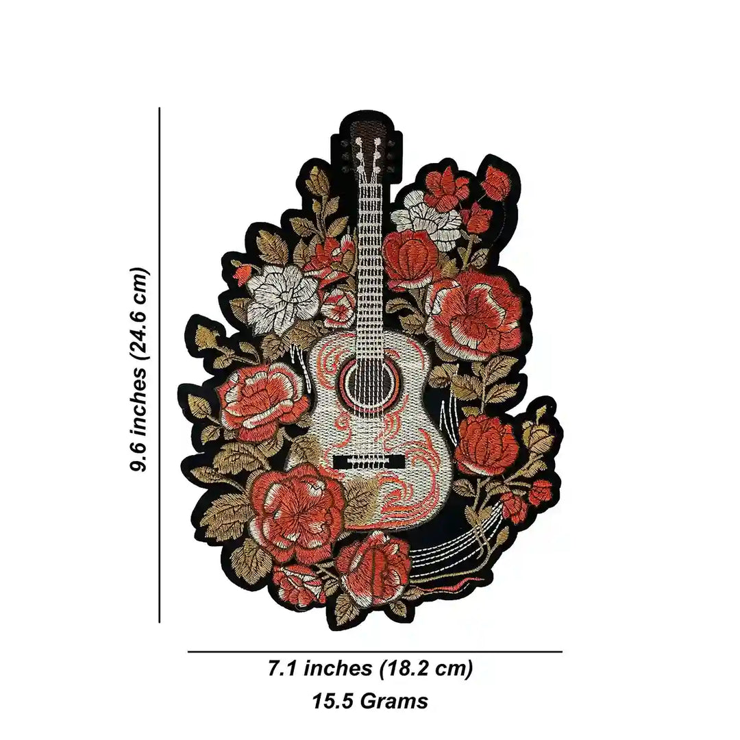 Vertical Floral Guitar Hot-Fix Patch