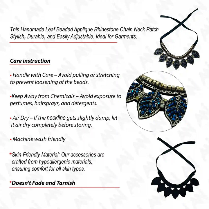 Beaded Leaf Round Neckline