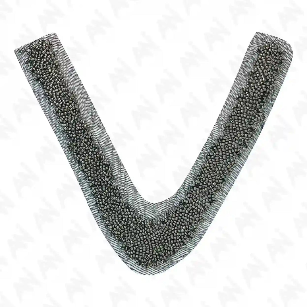 Silver Beaded V Neckline