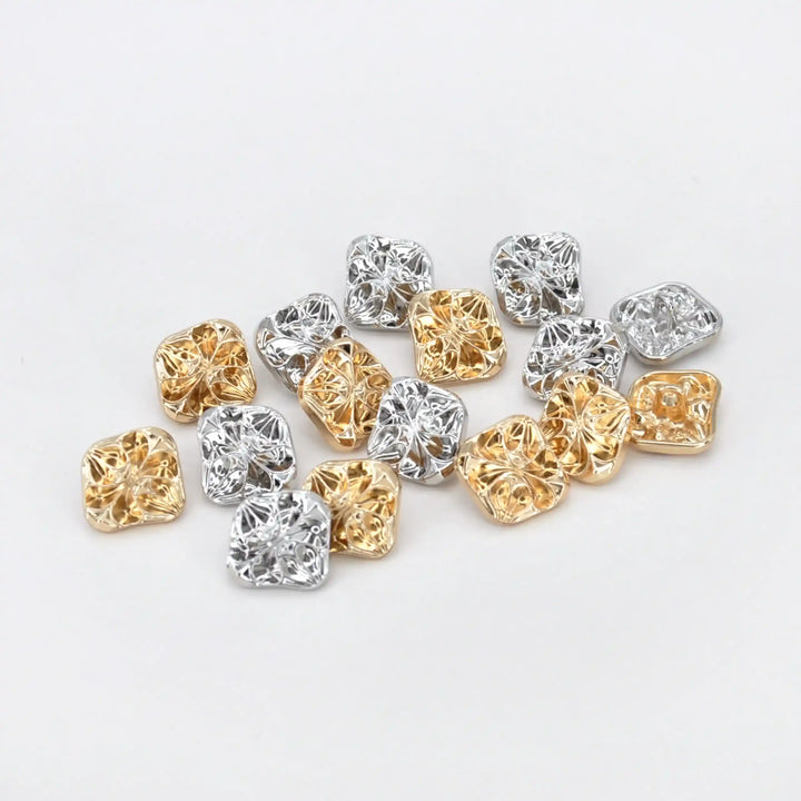 Hammered Wave Square Metal Button | 13mm(20L)