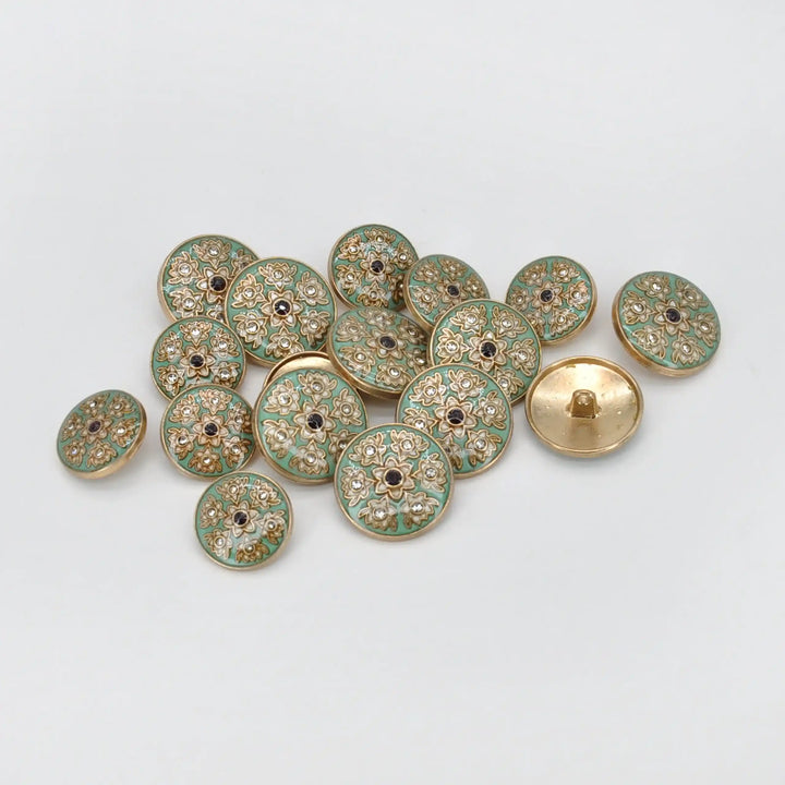 Heritage Floral Pattern Metal Buttons | 22mm(35L) & 18mm(28L)