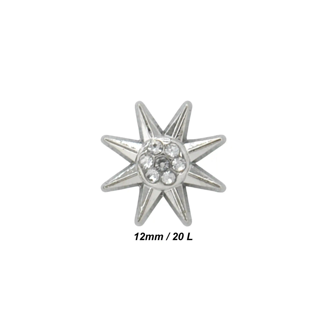 Sunburst Design Rhinestone 12mm Shirt Buttons