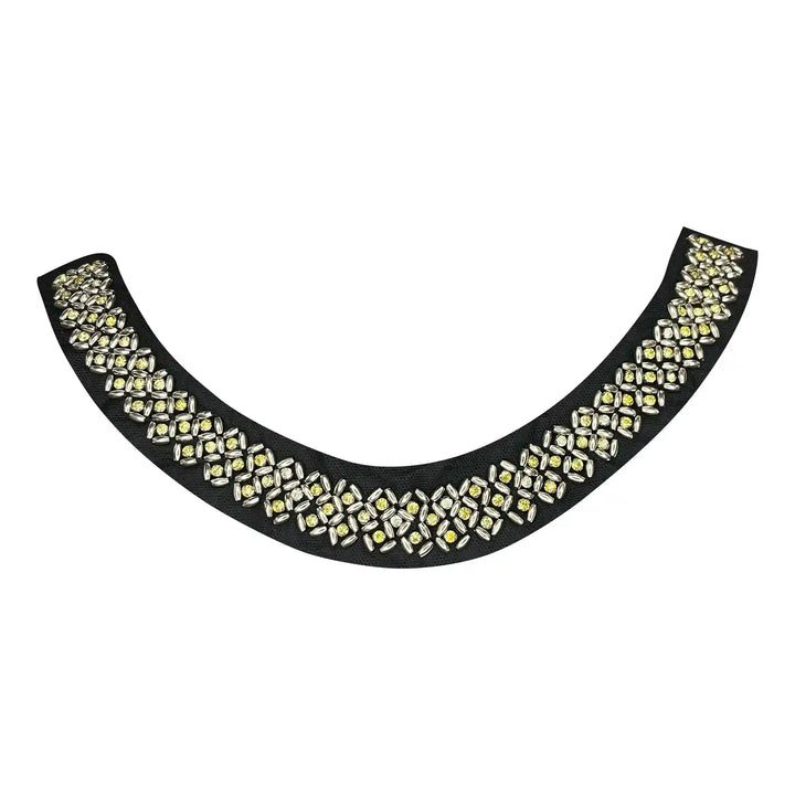 Black Beaded Round Neckline