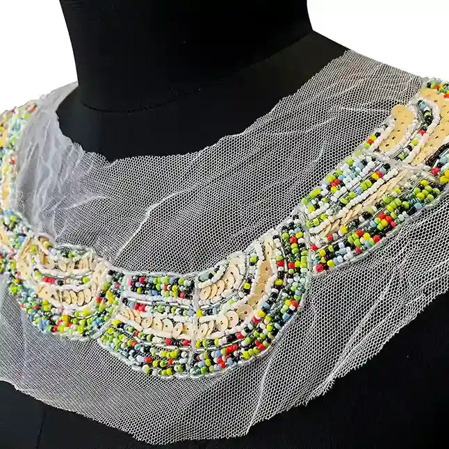 Multi-Colored Beaded Scoop Neckline Patch