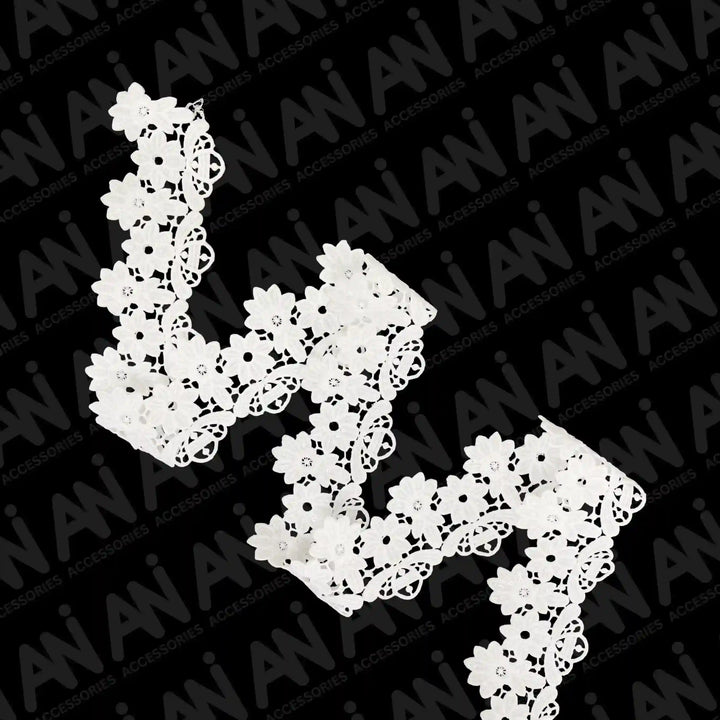 Broad Scalloped Floral Borders Sequins Lace | 2 Meter