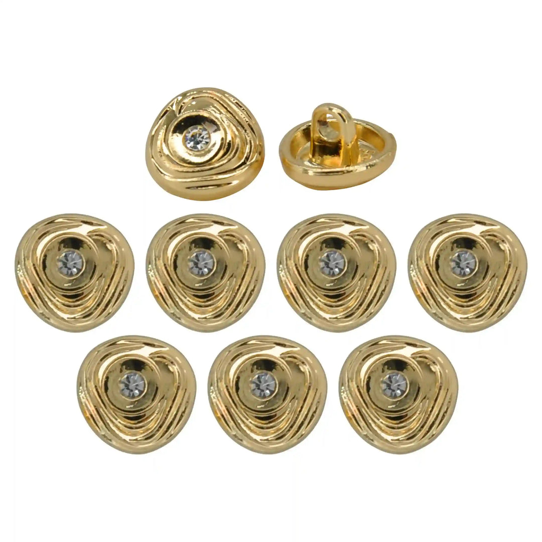 Concentric Wave Rhinestone 10mm Shirt Button
