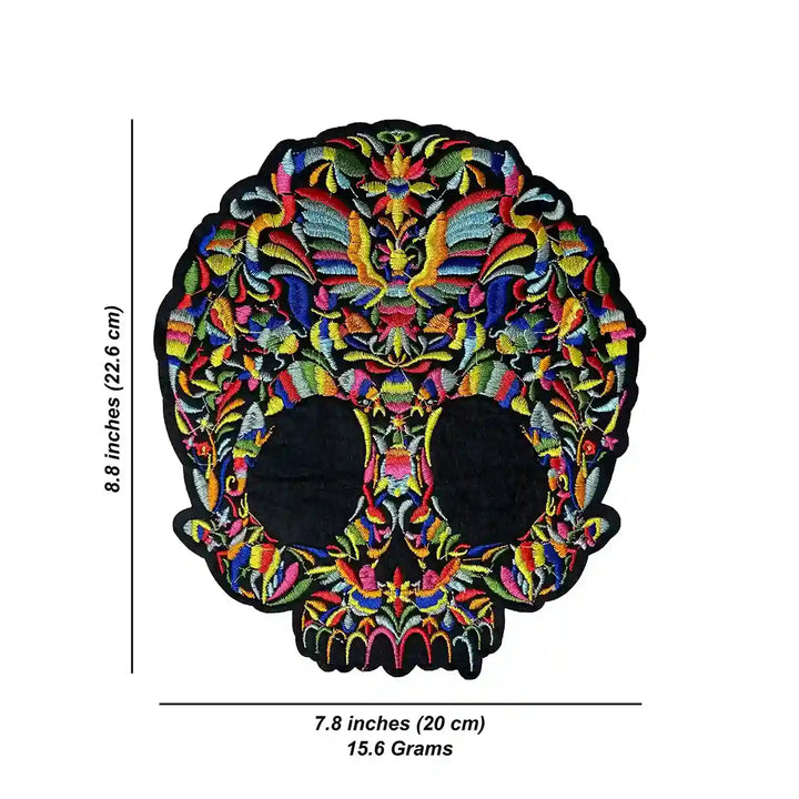 Psychedelic Floral Sugar Skull Hot-Fix Patch
