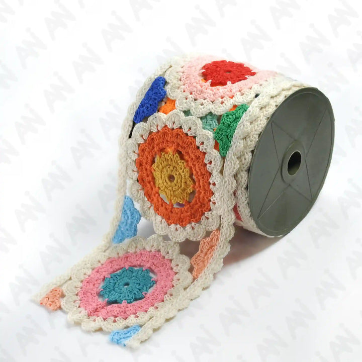 Crocheted Granny Square Lace Trim | 2 Meter
