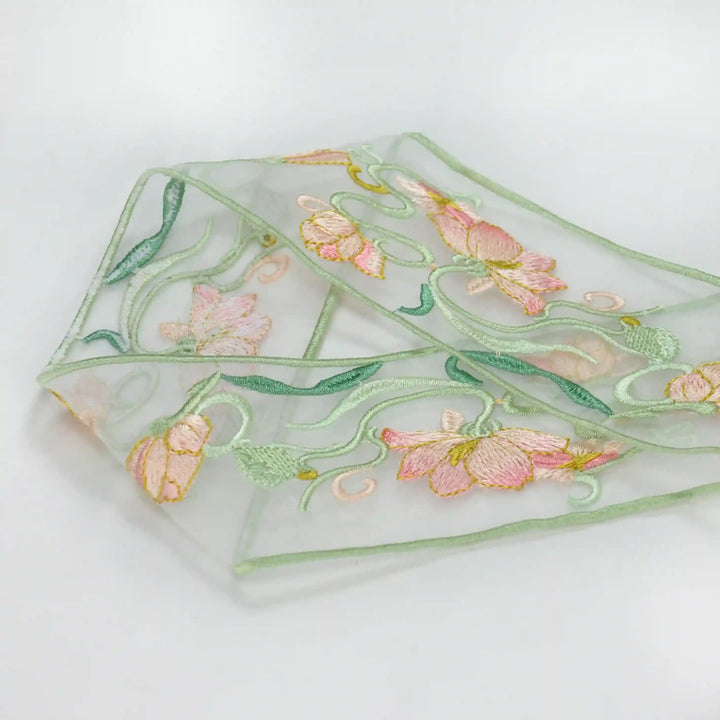 Pastel Flower Multicolor Organza Parsi Gara Lace