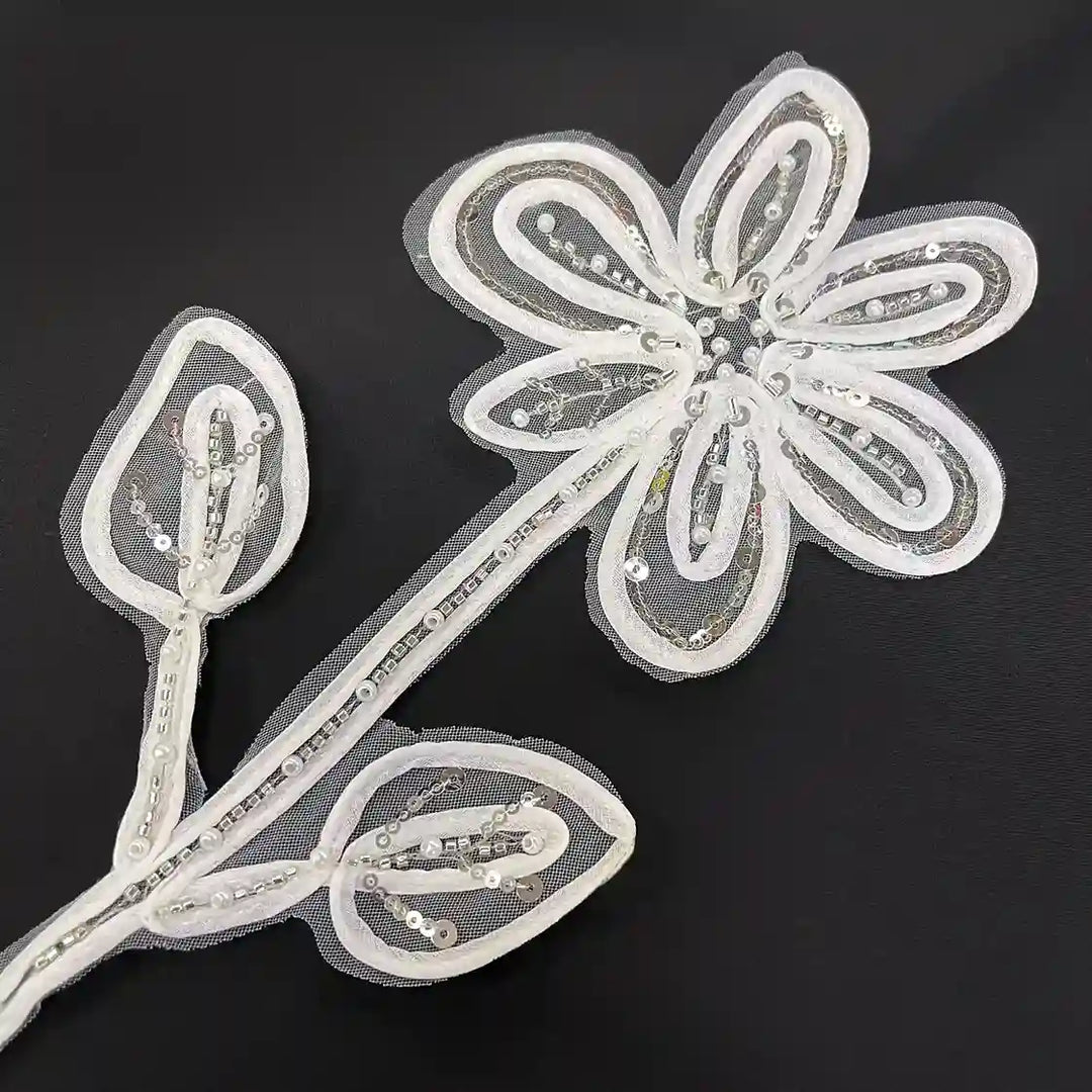 Artisanal Pearl-Encrusted Long-Stem Blossom