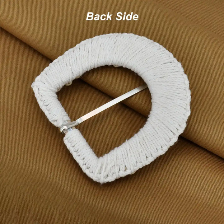 Ivory Beaded C & D Shape Buckle with Gold Finish
