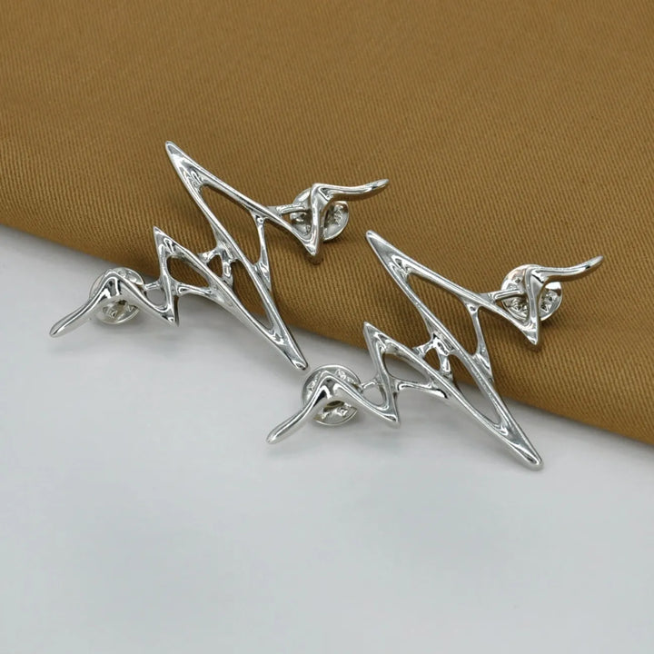 Silver Finish Wave Design Butterfly Clutch | 5.5cm x 7cm