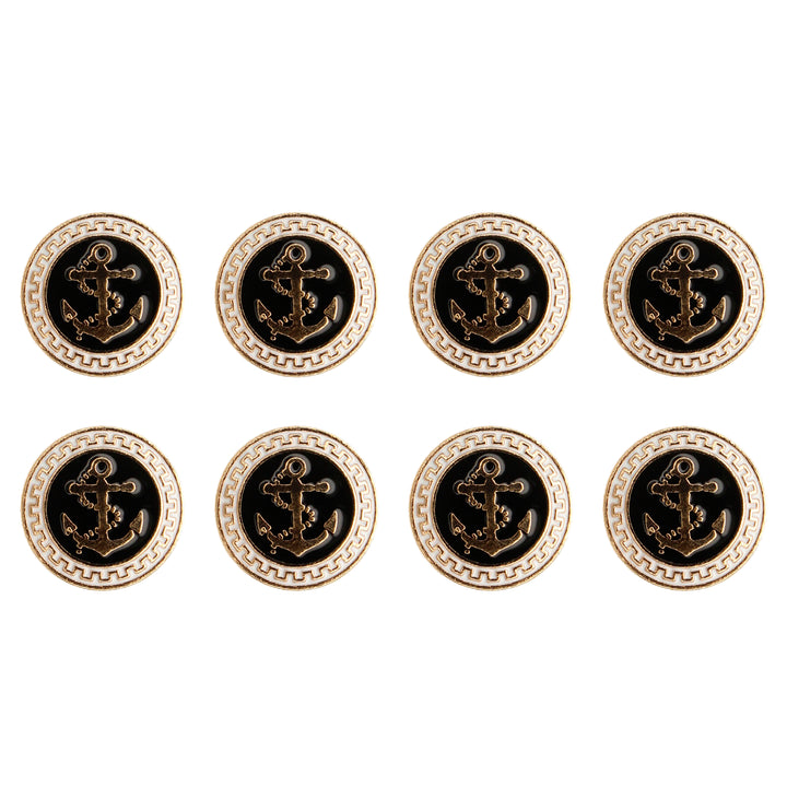 Gold and Black Anchor Metal Buttons