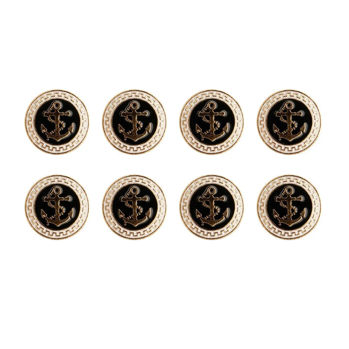 Gold and Black Anchor shank Metal Button | 18mm(28L) & 23mm(36L)